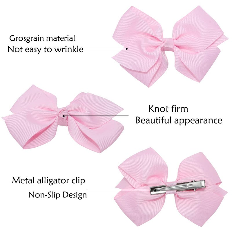 WillingTee 40 Colors Hair Bows for Fine Hair Big 4.5 Inch Grosgrain Ribbon Hair Bow Alligator Clips for Baby Girls Infants Toddlers Children - Image 4